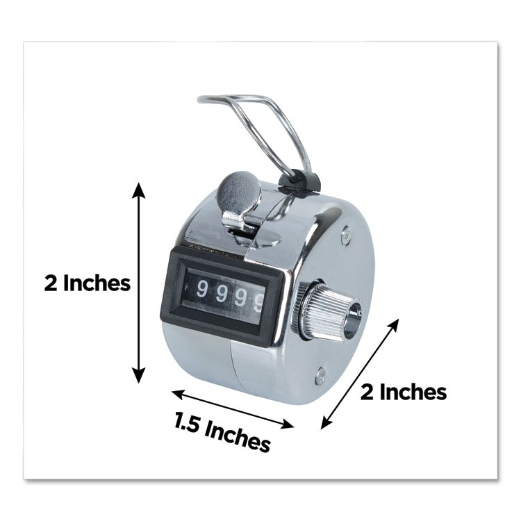 Crowd Control Hand Tally Counter, Registers 0-9999, Chrome Crowd Control Hand Tally Counter, Registers 0-9999, Chrome