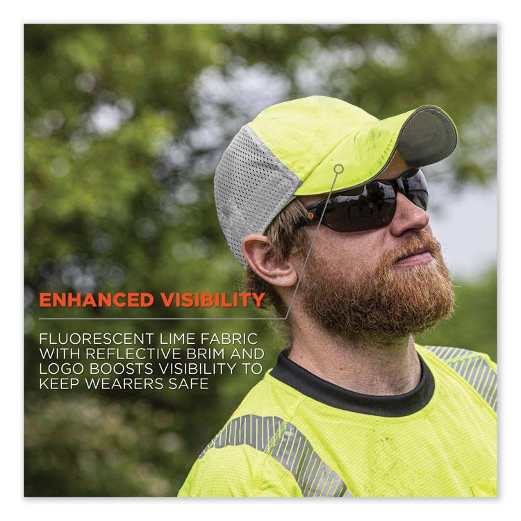 GloWear 8933 Reflective Snapback Hat, Cotton/Polyester, One Size Fits Most, Hi-Vis Lime, Ships in 1-3 Business Days
