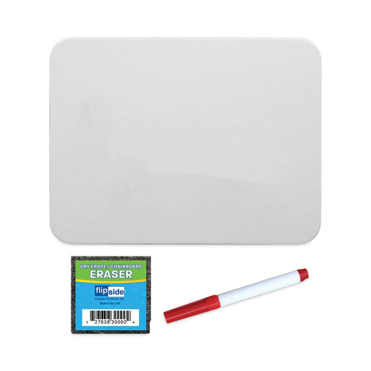 Flipside Dry Erase Board Set, 12 x 9, White, Assorted Color Markers, 12