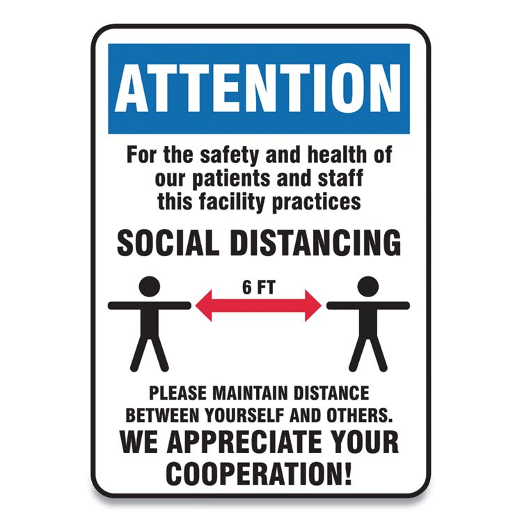 Accuform® Social Distance Signs, Wall, 7 x 10, Patients and Staff ...
