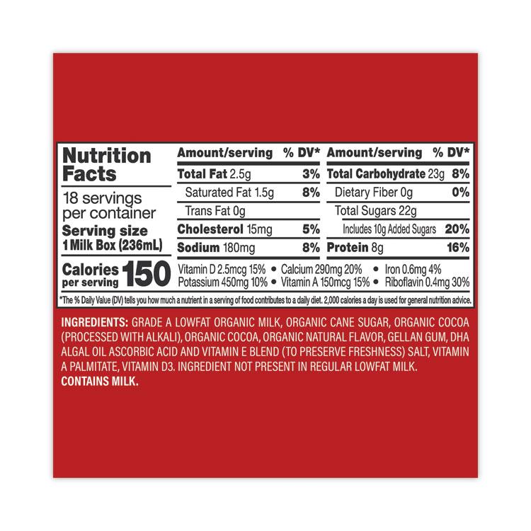Low Fat Milk, Chocolate, 8 oz, 18/Carton, Ships in 1-3 Business Days Low Fat Milk, Chocolate, 8 oz, 18/Carton, Ships in 1-3 Business Days