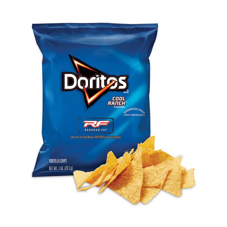 Reduced Fat Cool Ranch Tortilla Chips, 1 oz Bag, 72 Bags/Carton, Ships in 1-3 Business Days Reduced Fat Cool Ranch Tortilla Chips, 1 oz Bag, 72 Bags/Carton, Ships in 1-3 Business Days