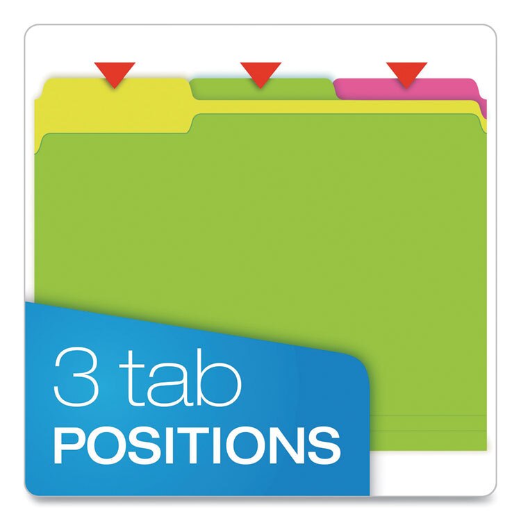 Pendaflex® Glow Twisted 3-Tab File Folder, 1/3-Cut Tabs, Letter Size ...
