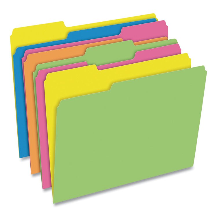 Pendaflex® Glow Twisted 3-Tab File Folder, 1/3-Cut Tabs, Letter Size ...