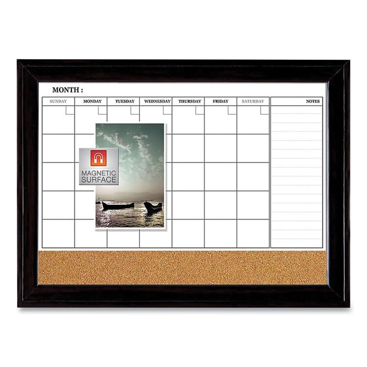 Quartet® Combination Dry Erase Calendar/Cork Board, 35 x 23