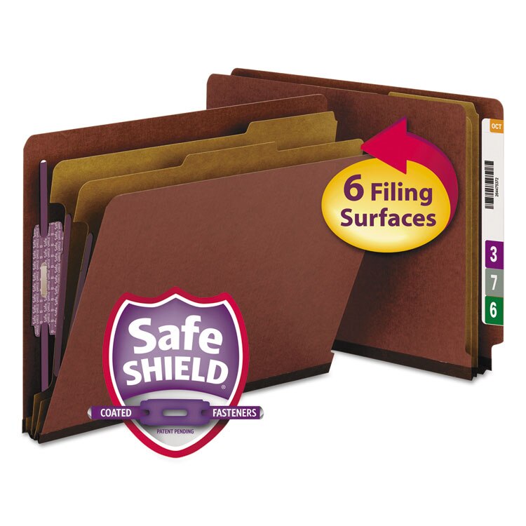 Smead® End Tab Pressboard Classification Folders with SafeSHIELD Coated