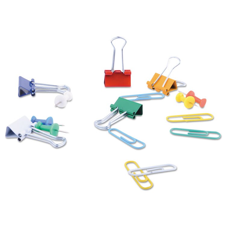 Universal® Combo Clip Pack, 380 Paper Clips, 280 Push Pins and 46 ...