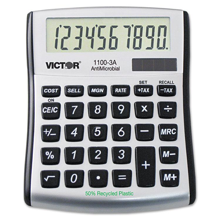 Victor® 1100-3A Antimicrobial Compact Desktop Calculator, 10-Digit LCD ...